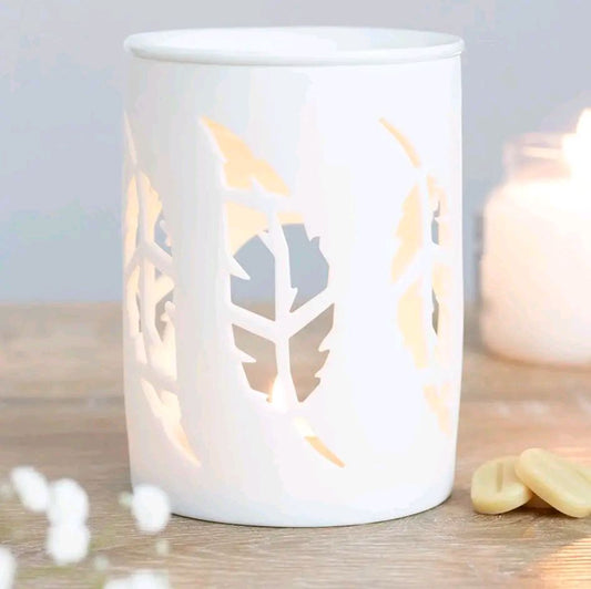 White Feather Cut Out Oil/Wax Burner