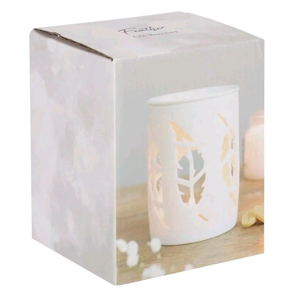 White Feather Cut Out Oil/Wax Burner