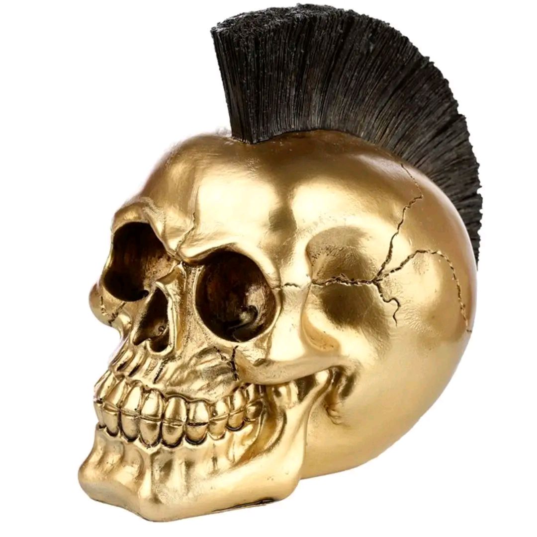 Gold Punk Mohican Skull Ornament