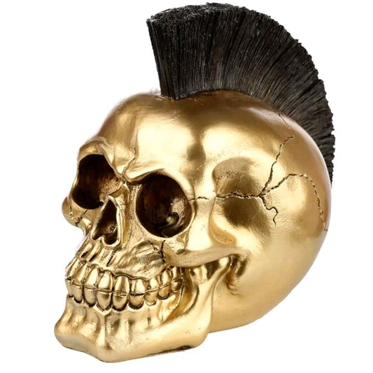 Gold Punk Mohican Skull Ornament