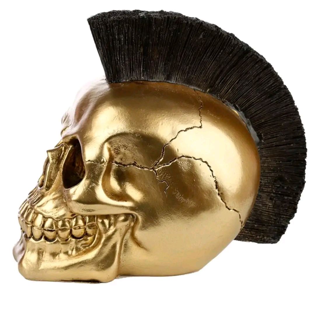 Gold Punk Mohican Skull Ornament