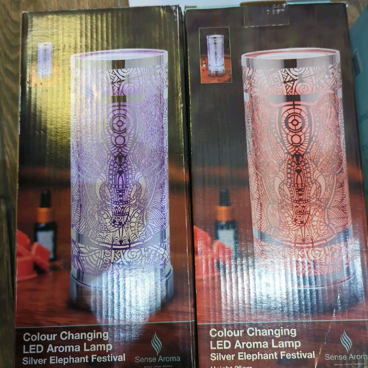 Colour Changing LED Aroma Lamp - Silver Elephant Festival