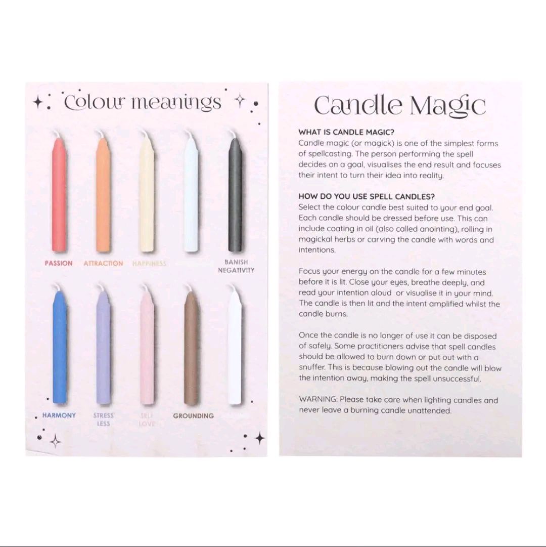 Pack of 12 Mixed Colour Spell Candles