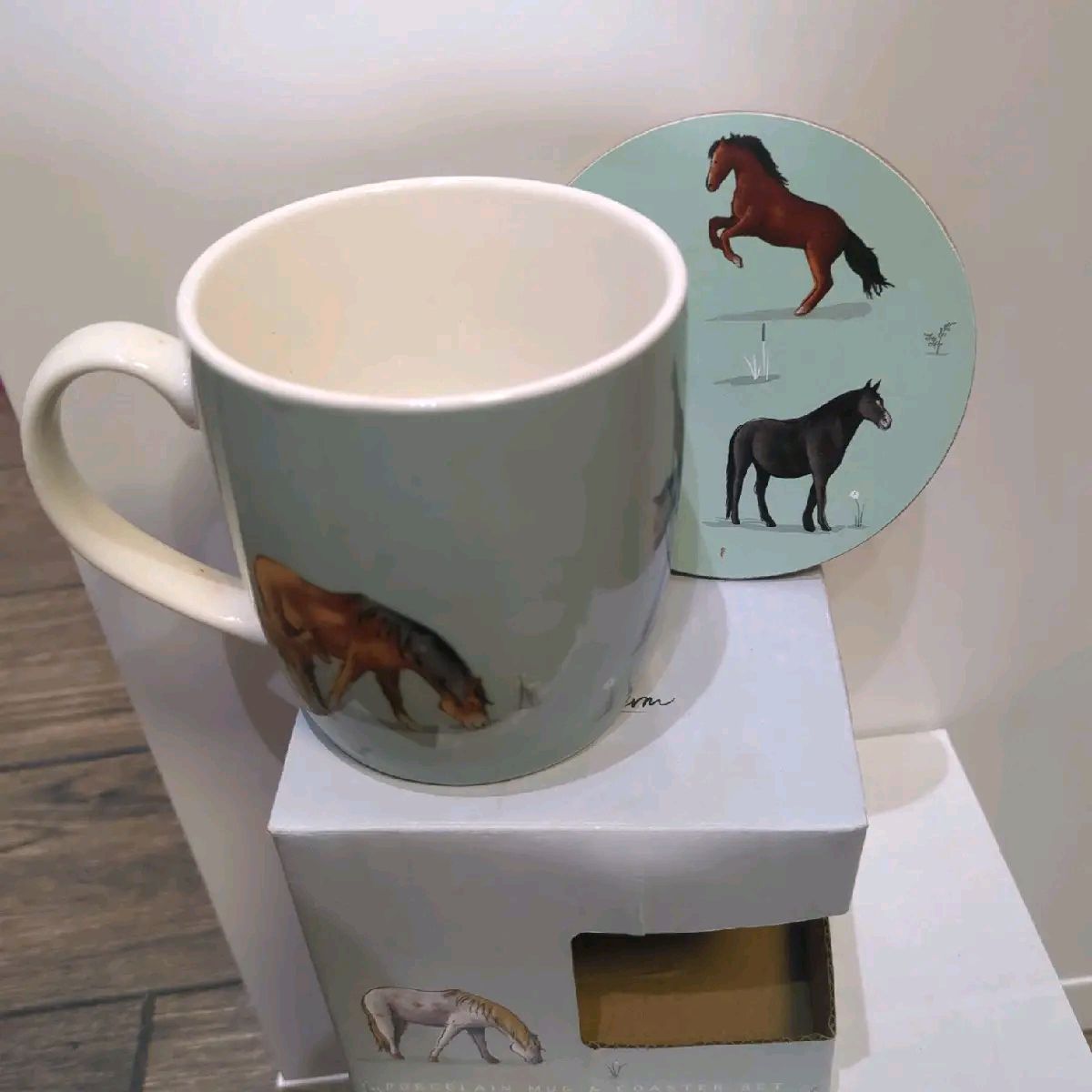 Willow Farm Horses Porcelain Mug and Coster Gift