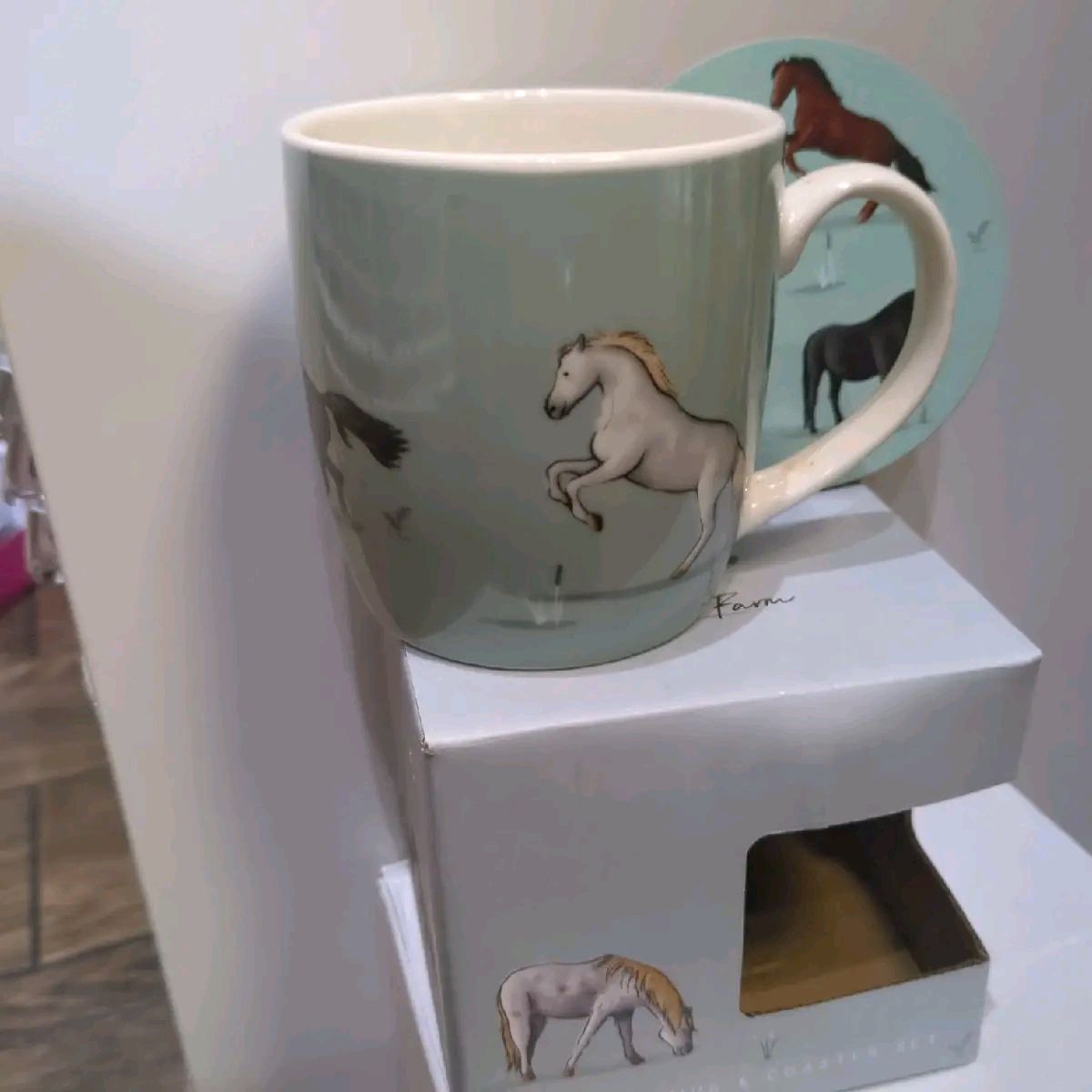 Willow Farm Horses Porcelain Mug and Coster Gift