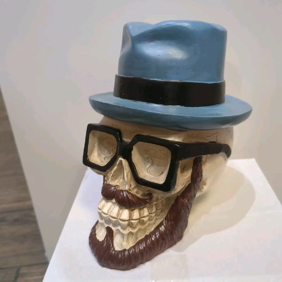 Skull wearing Glasses and Trilby Money Box