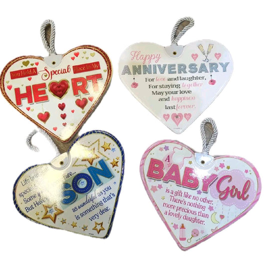 Ceramic Hanging Heart Signs, Various Designs