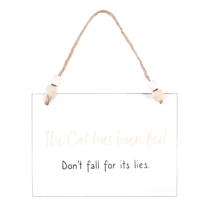 Pet Sign "Cat/Dog has been fed" with wooden beads