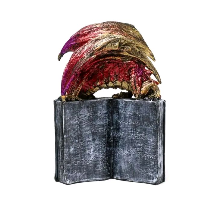 Enchanted Nightmare All Seeing Book Fire Dragon Statue
