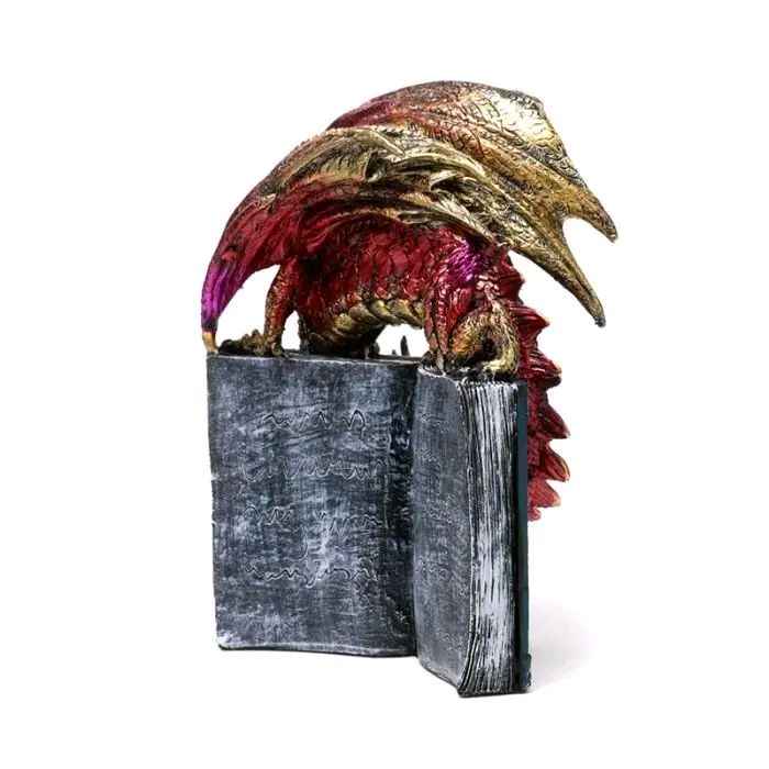 Enchanted Nightmare All Seeing Book Fire Dragon Statue