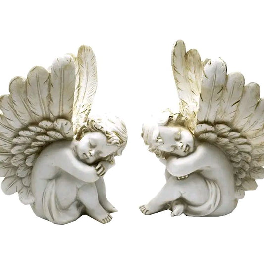 Ivory Sitting Angels, Set of 2