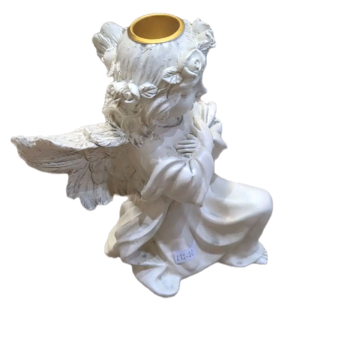 Antique Praying Angel Tapered Candle Holder