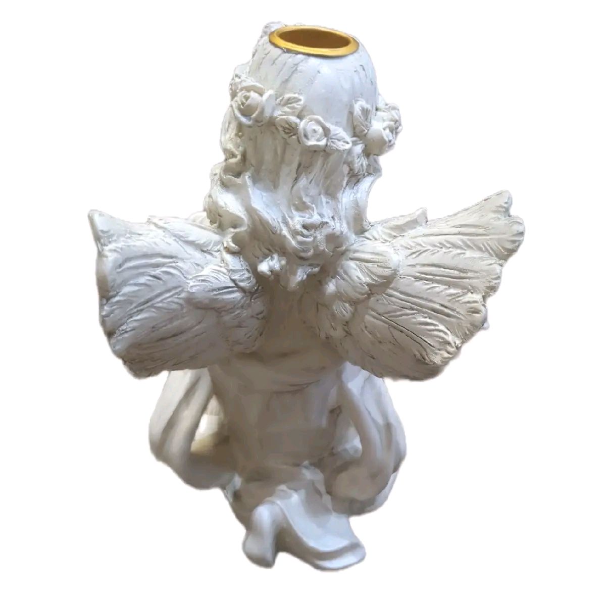 Antique Praying Angel Tapered Candle Holder
