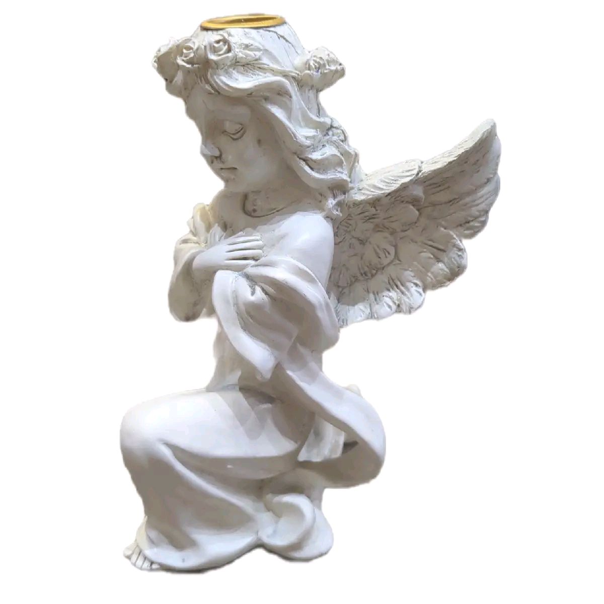 Antique Praying Angel Tapered Candle Holder
