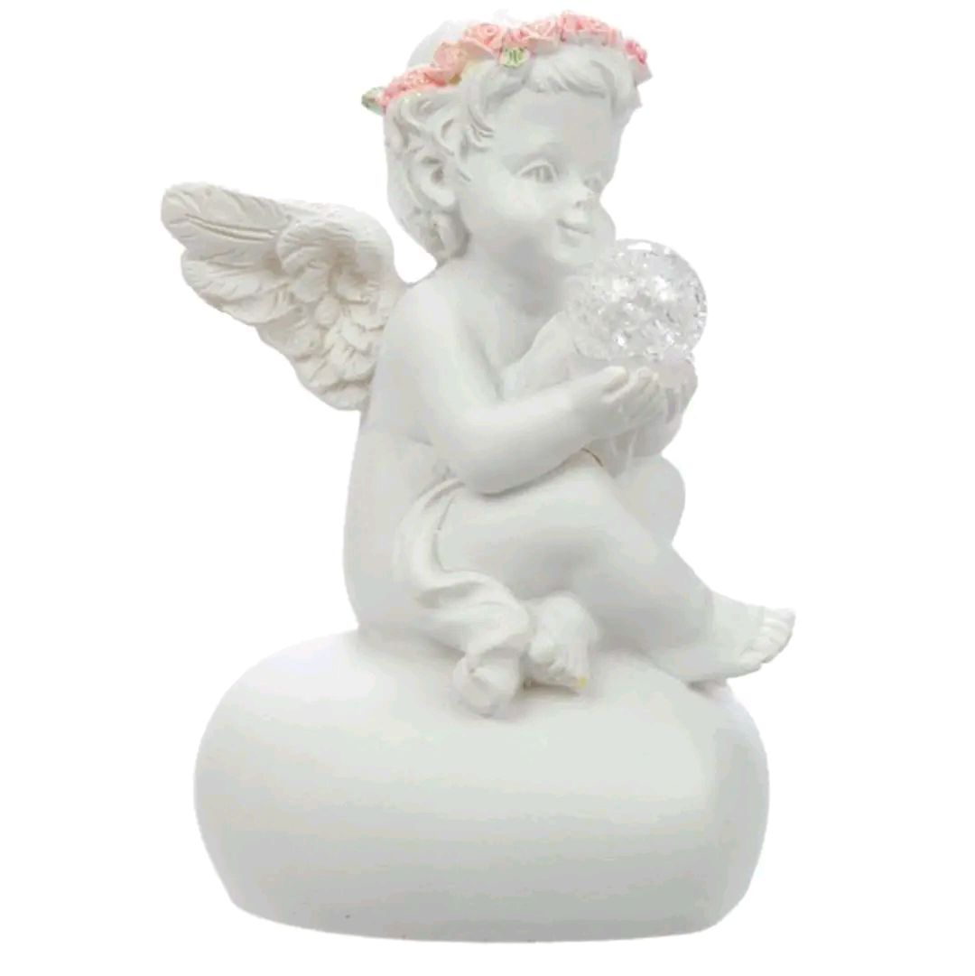 Rosebud LED Crystal Ball Cherub