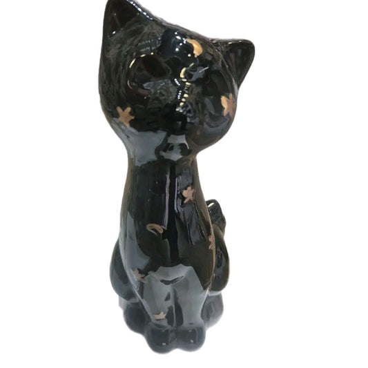 Ceramic Cat Ornament With Stars and Moons