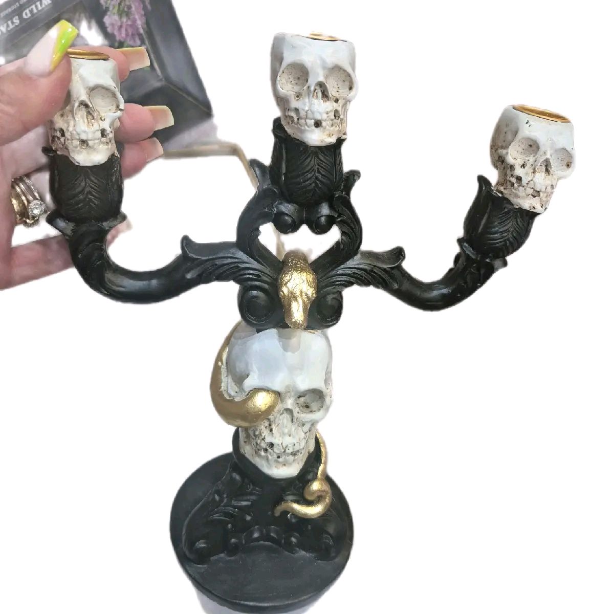 Candelabra with Skulls and Gold Snake
