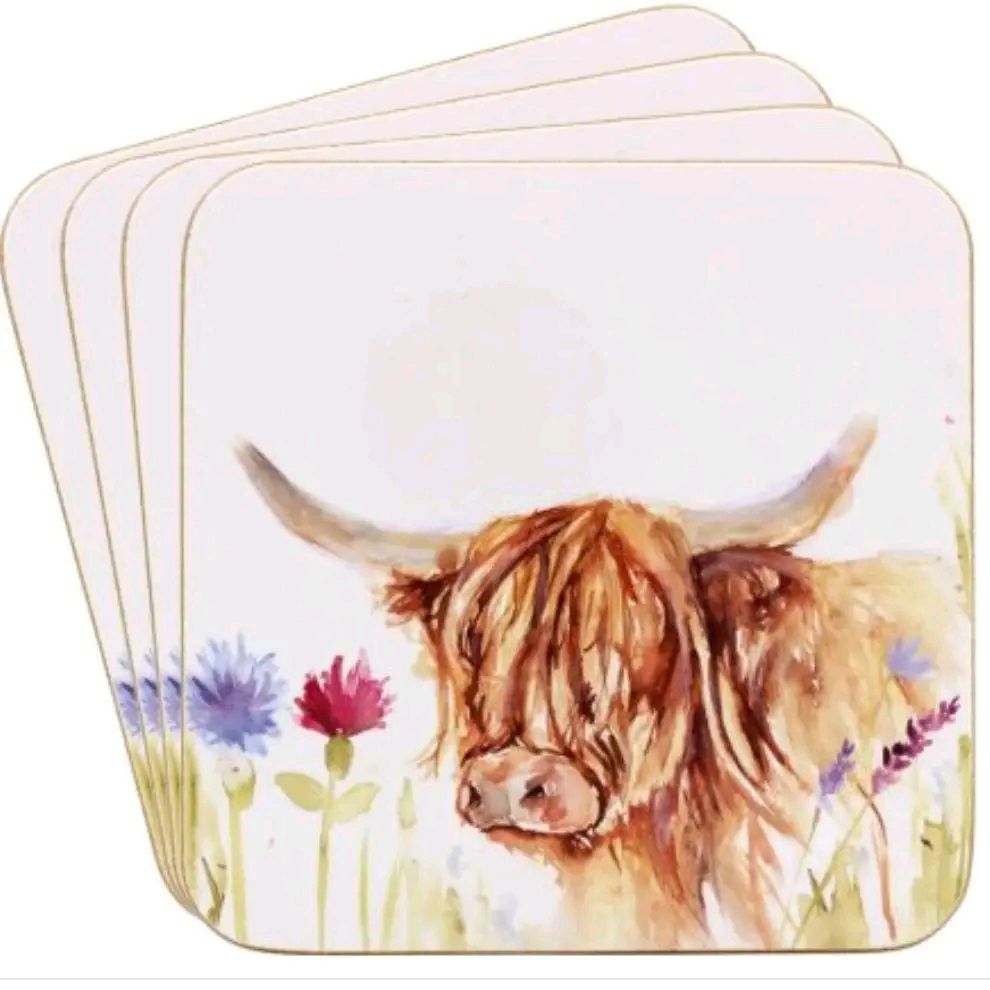 Highland Cow Coaster Set of 4