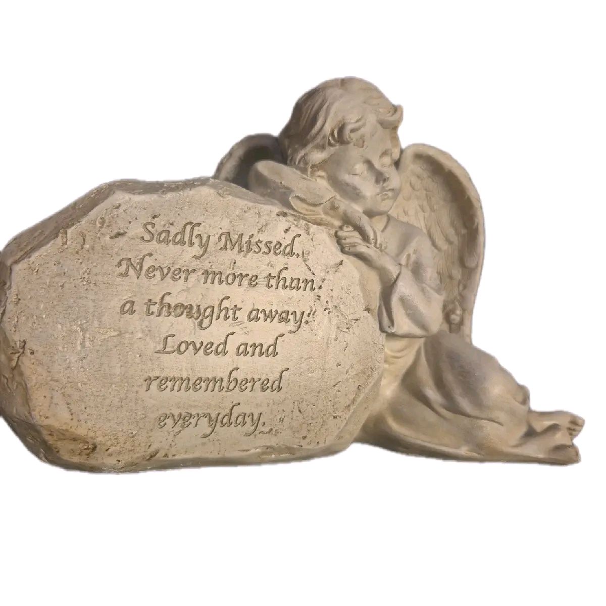 Angel Sitting with Sadly Missed Quote