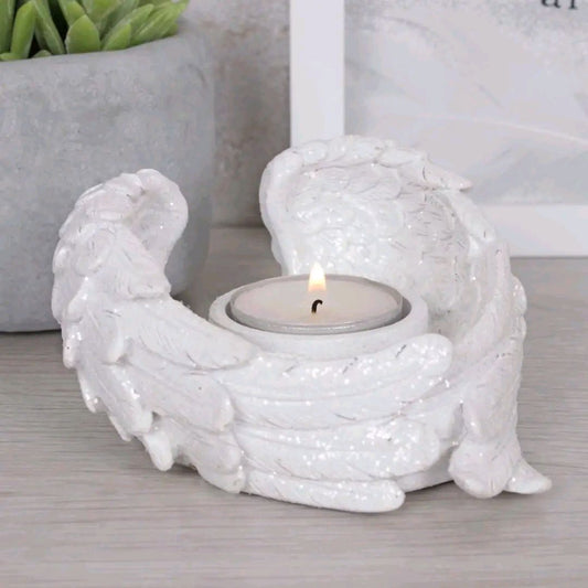 Glitter Angel Wings Candle Holder