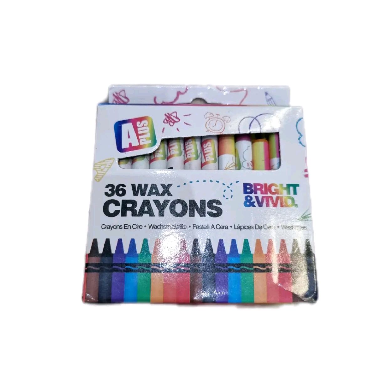 Pack of 36 Coloured wax crayons