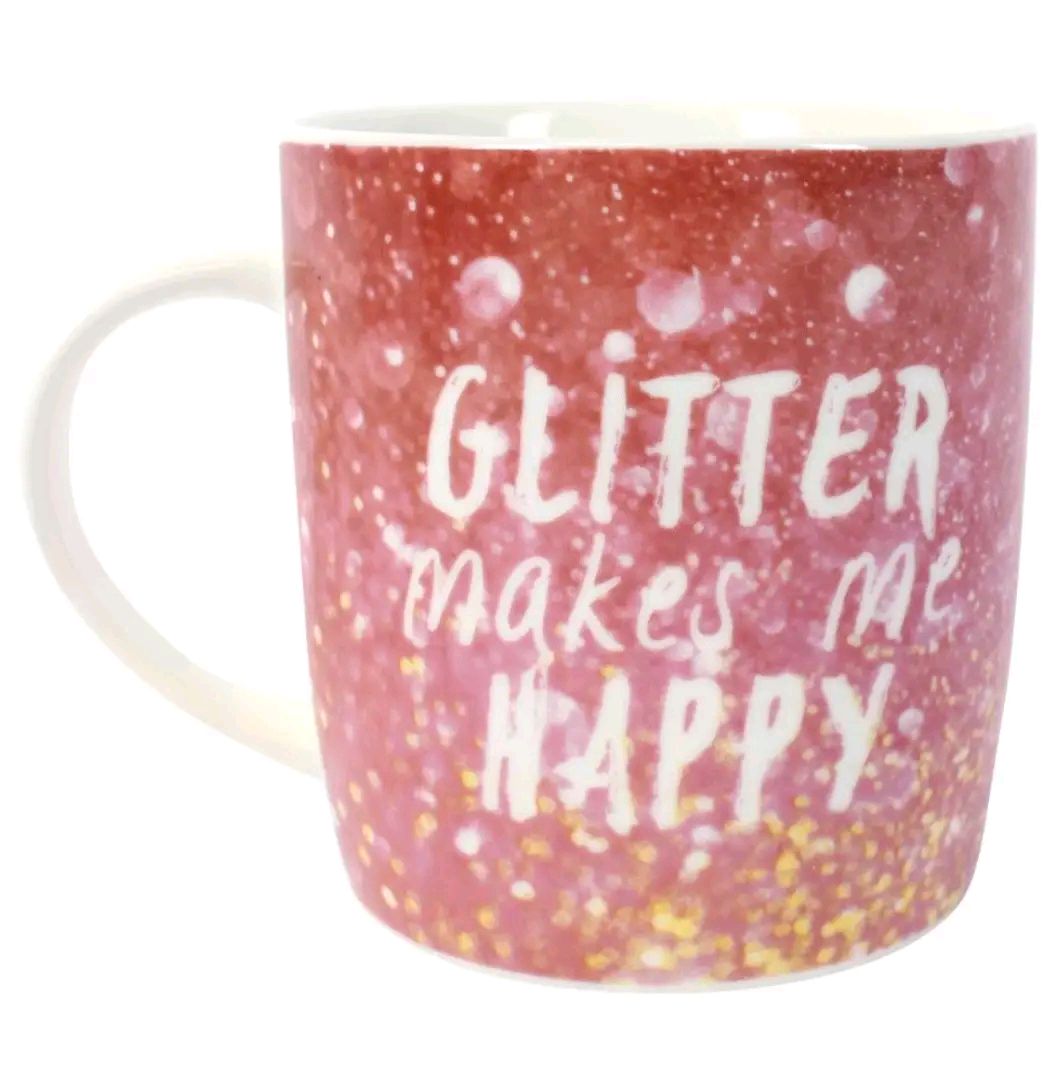 "Glitter Makes Me Happy" Bone China Mug
