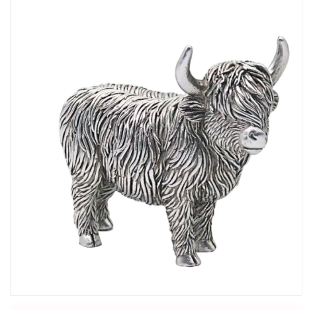 Highland Cow Bronze/Silver Ornament Statues