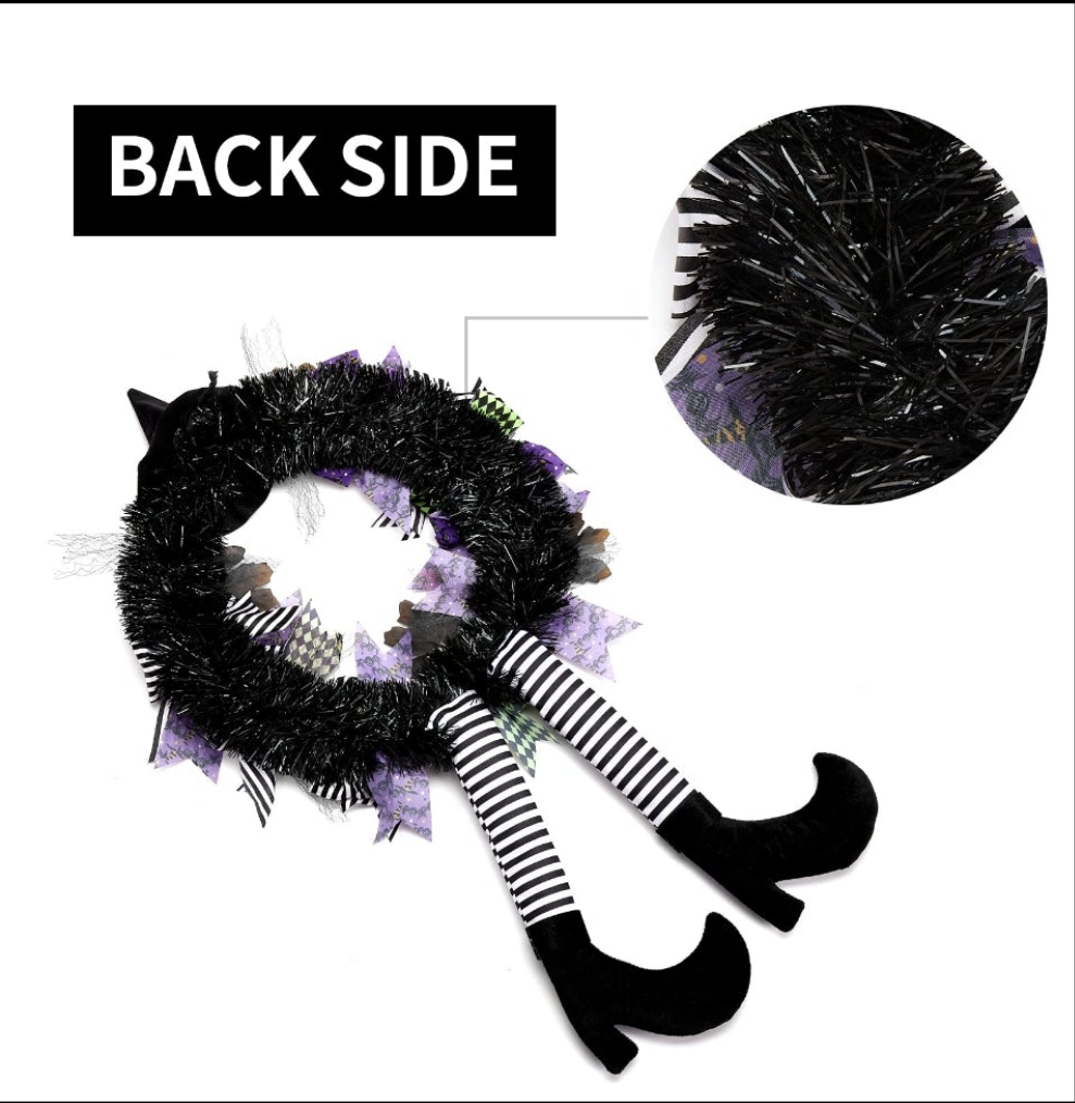 Halloween Wreath Sign Front Door Witch,16inch/40cm