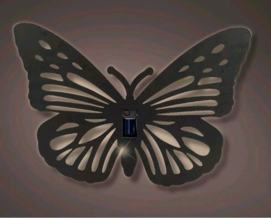 Cast iron butterfly solar garden light