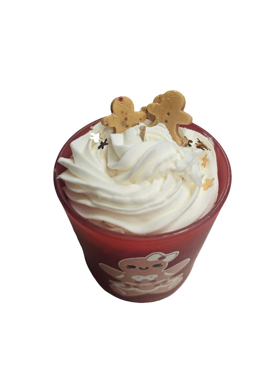 Baked Gingerbread Scented Christmas Candle with whipped topping