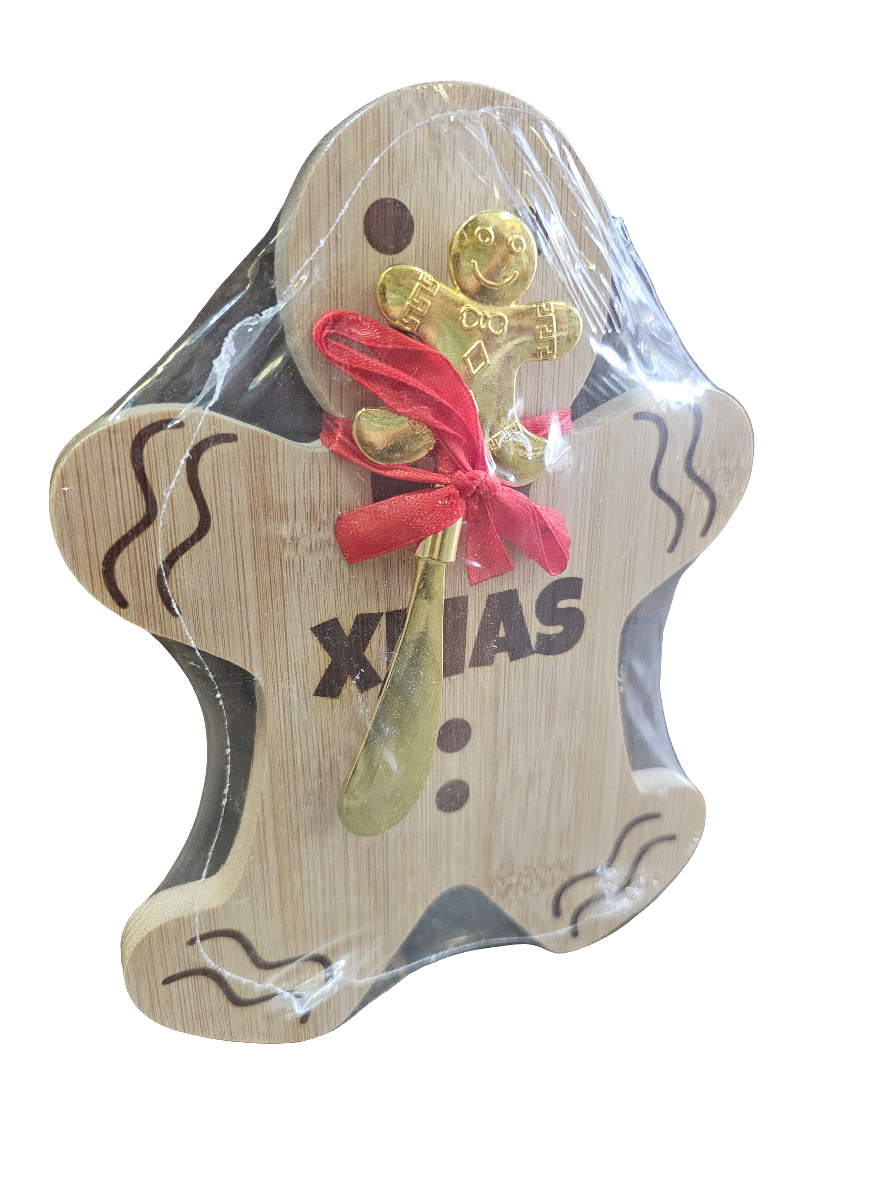 Christmas Cheer Gingerbread Board and Knife