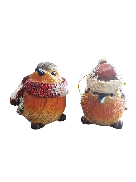 Sweet Festive Hanging Robin Decoration with Hat or scarf