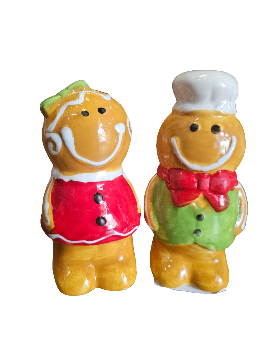 Christmas Gingerbread People Salt and Pepper pots