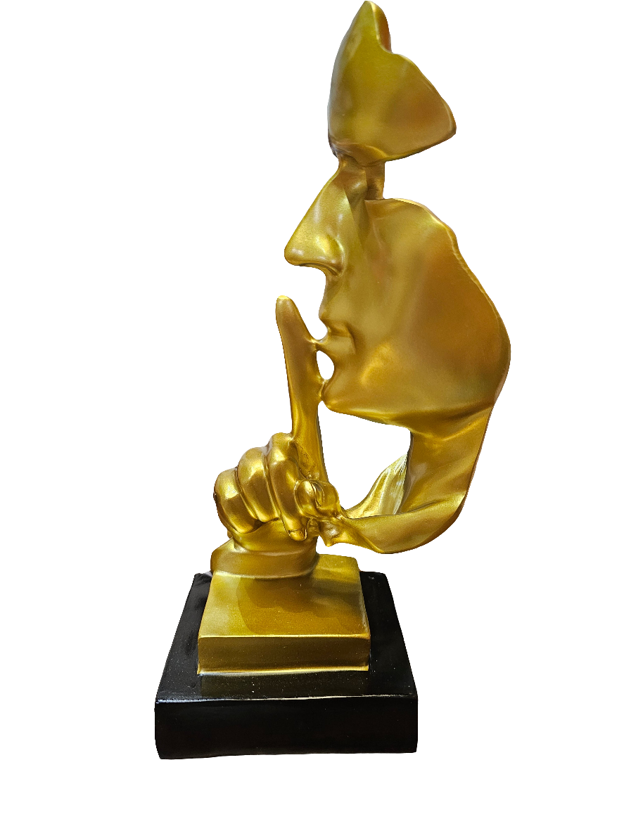 'The Thinker' Gold Face and hand Statue