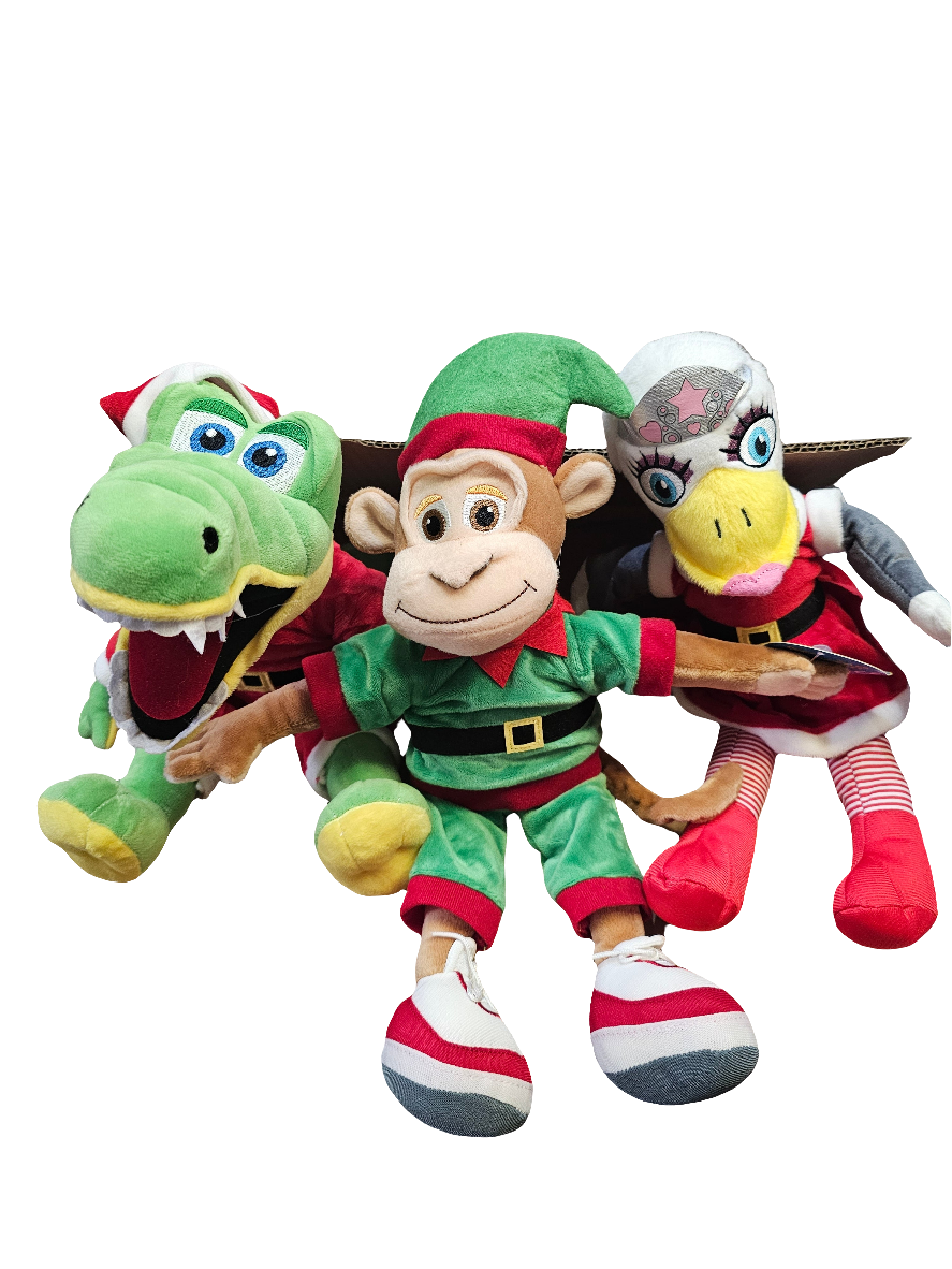 12" Croc Crew Plush Toys in Christmas Outfits
