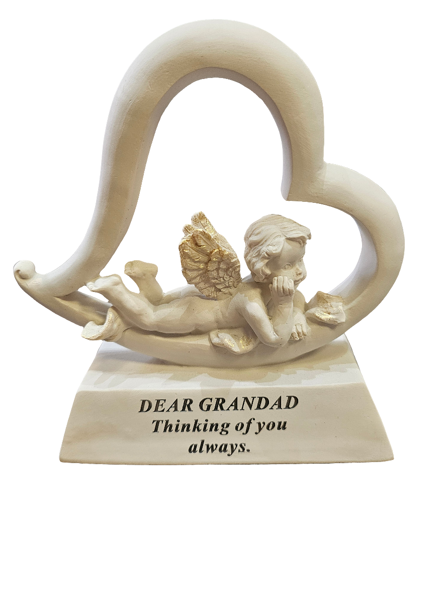 Memorial Heart with Cherub Statue