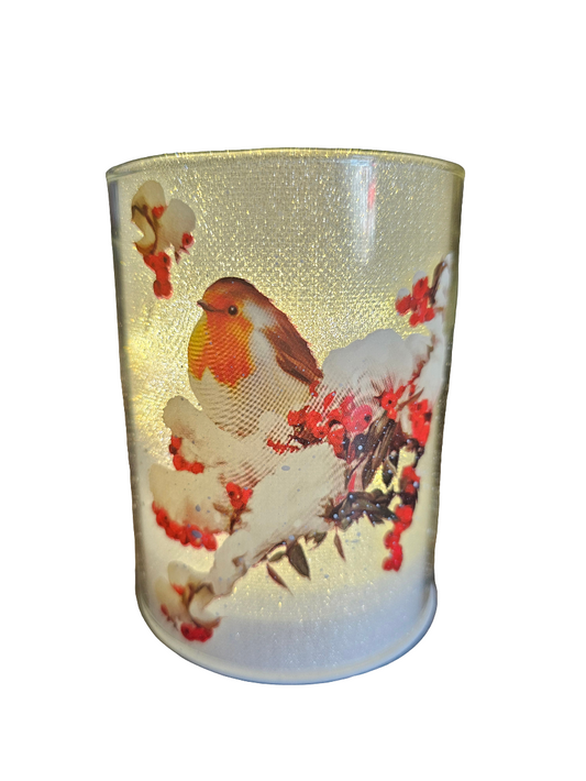Christmas Glow Lamp Snowy Robin Small