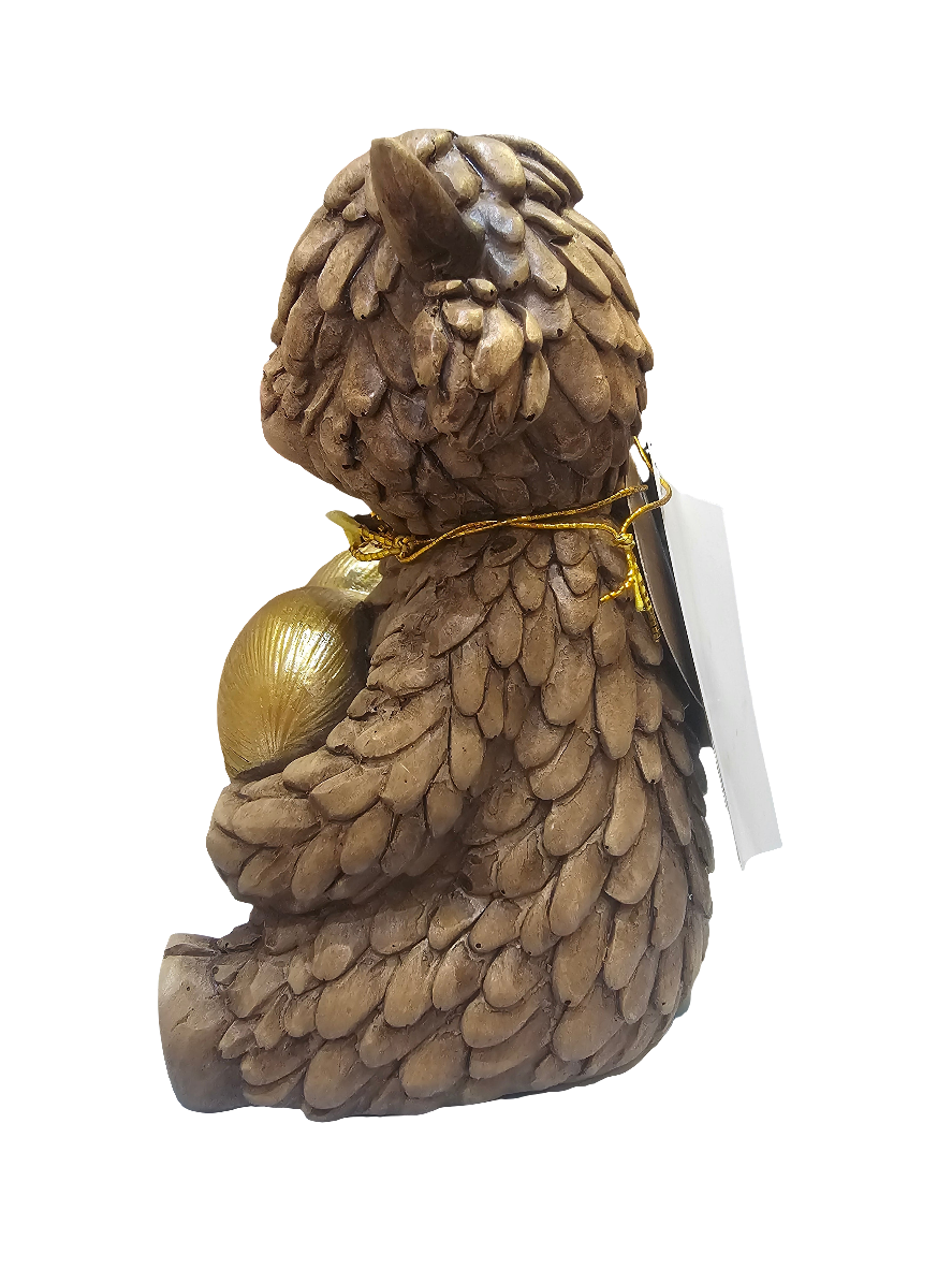 Highland Cow Holding Gold Heart Statue