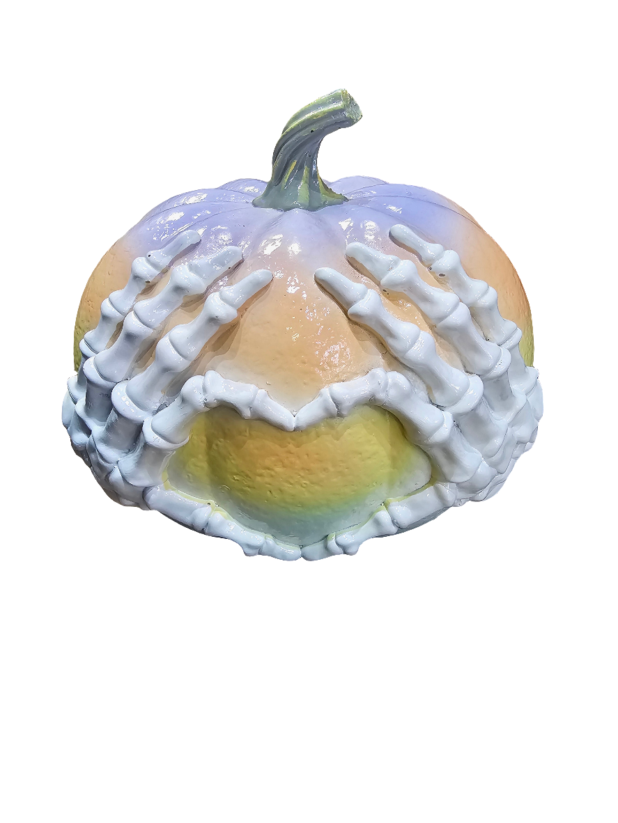 Pastel Skeleton Hand Heart Pumpkin