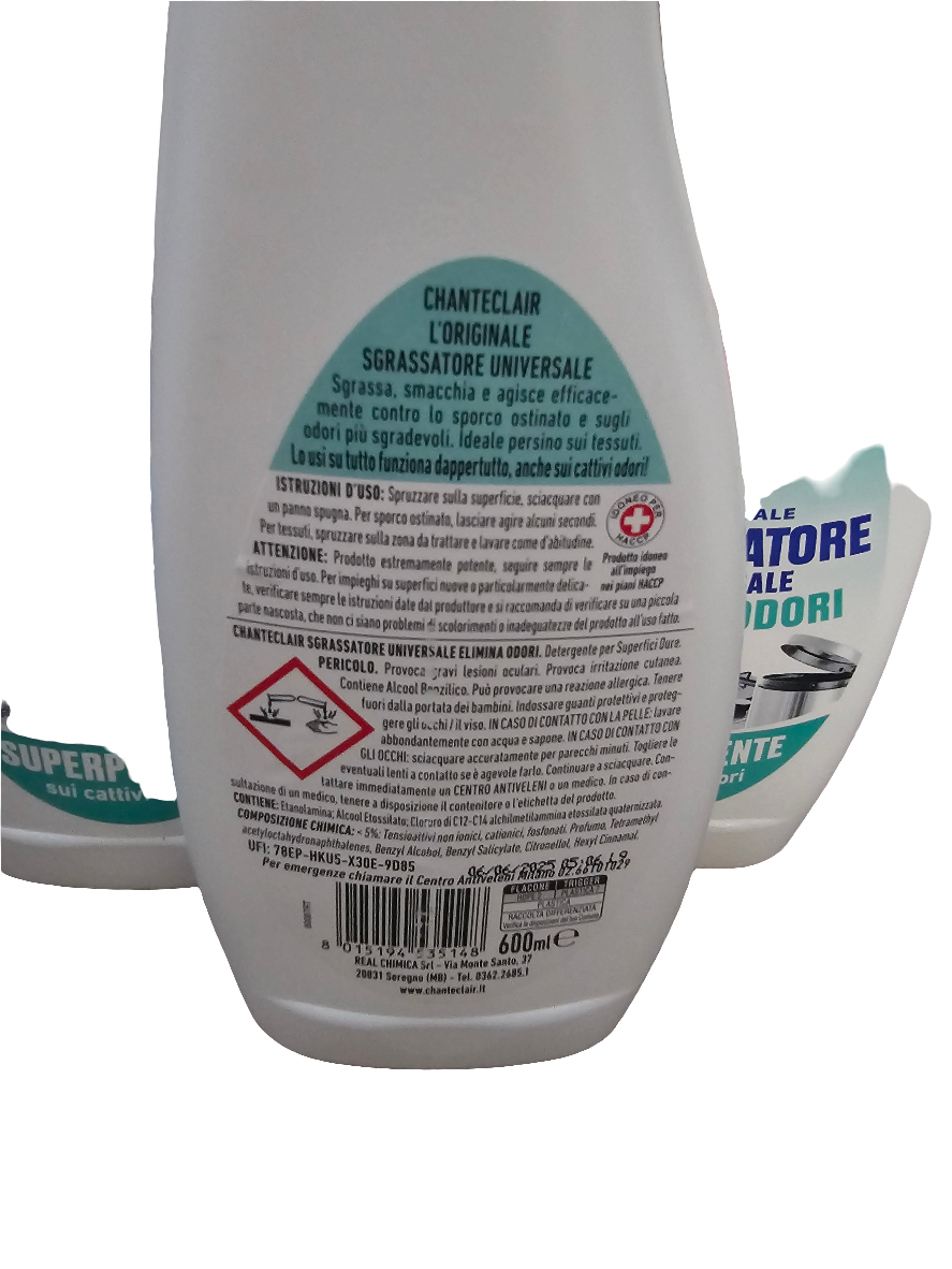 Chanteclair Sgrassatore Universal Degreaser Odour Eliminator 600ml