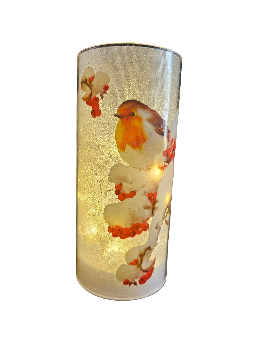 Christmas Glow Lamp Snowy Robin Large