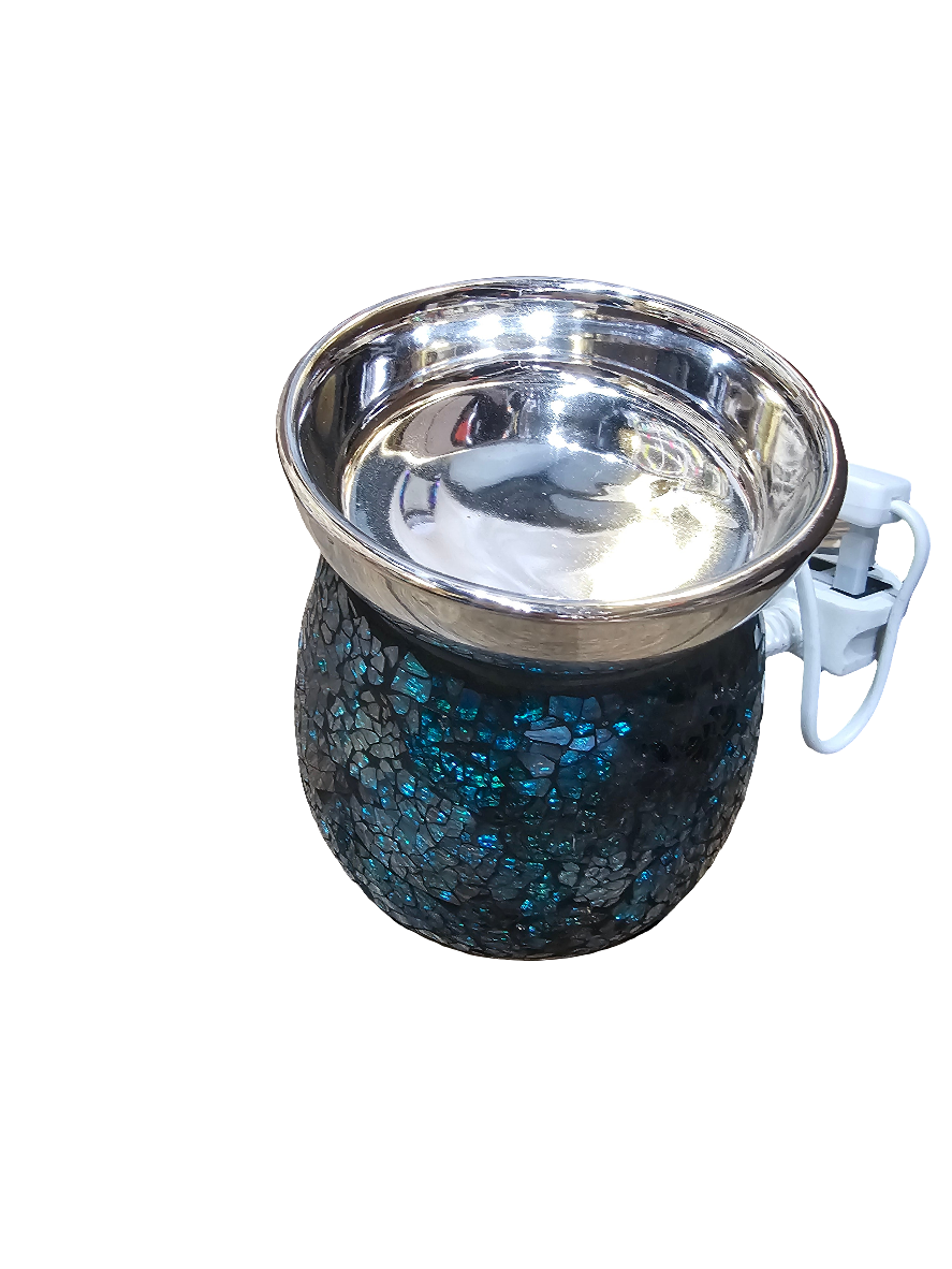 Blue Electric Crackle Burner with Large Dish