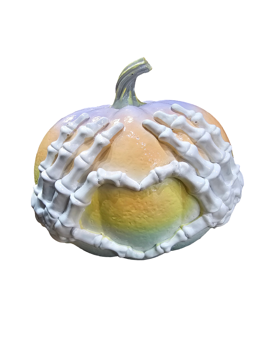 Pastel Skeleton Hand Heart Pumpkin