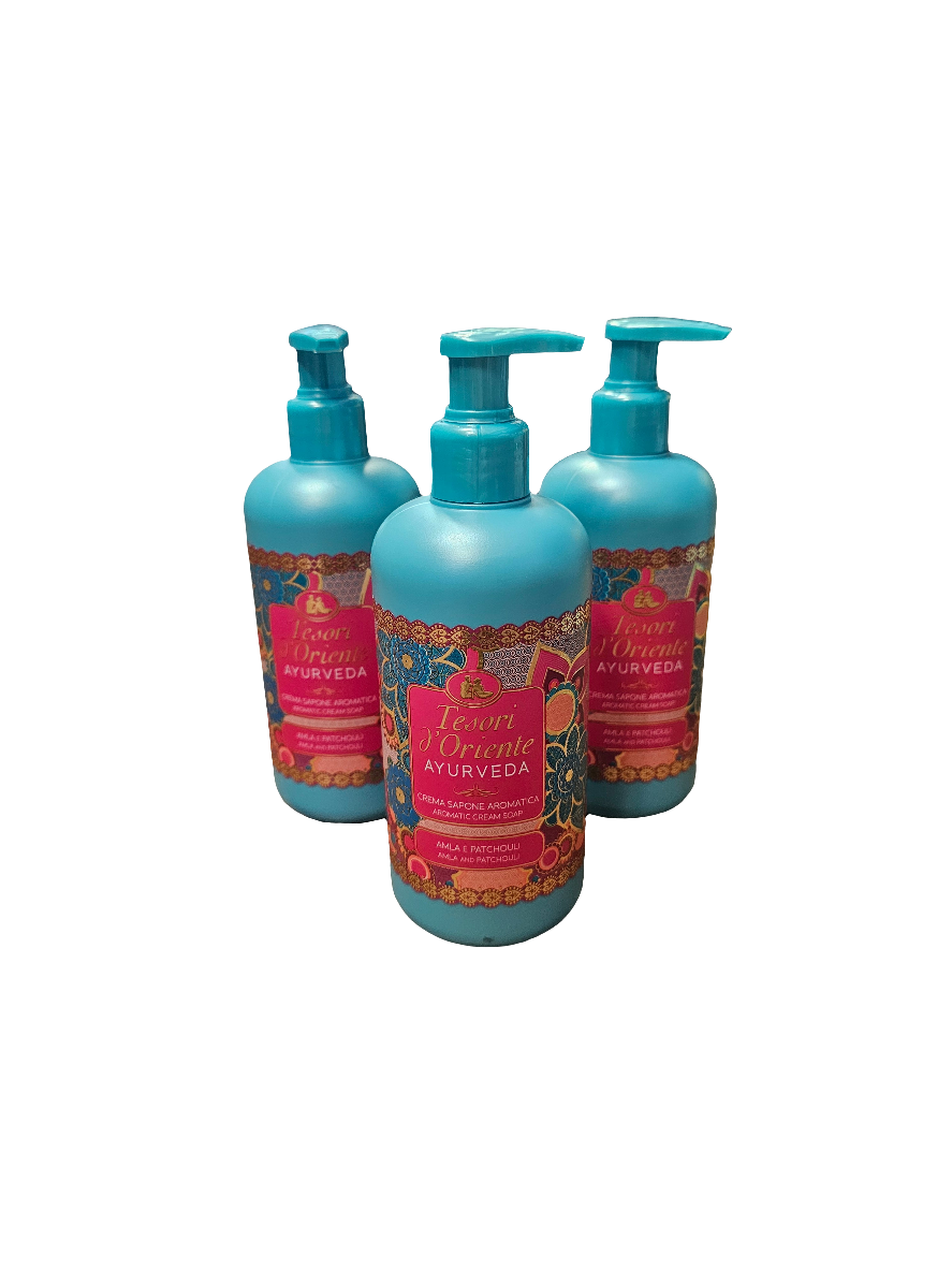Tesori d'Oriente Ayurveda Aromatic Cream Soap, Amla and Patchouli scent with pump lid