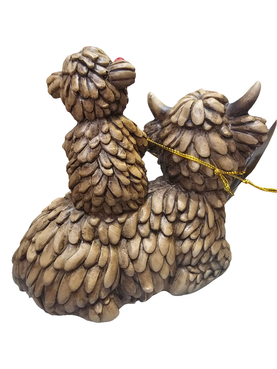 Highland Cow and Calf with Heart