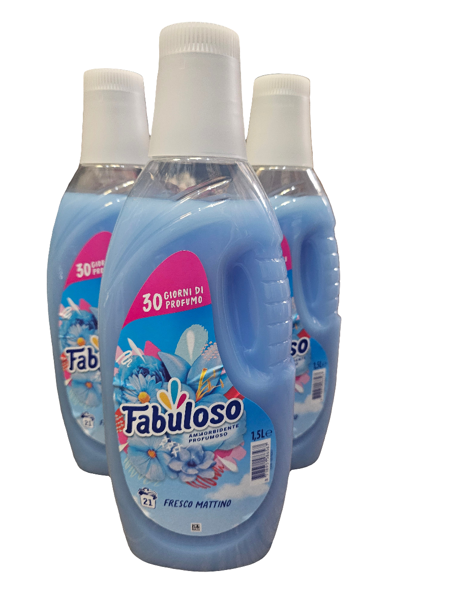 Fabuloso Concentrated Fabric Softener in "Fresco Mattino" (Fresh Morning) scent.