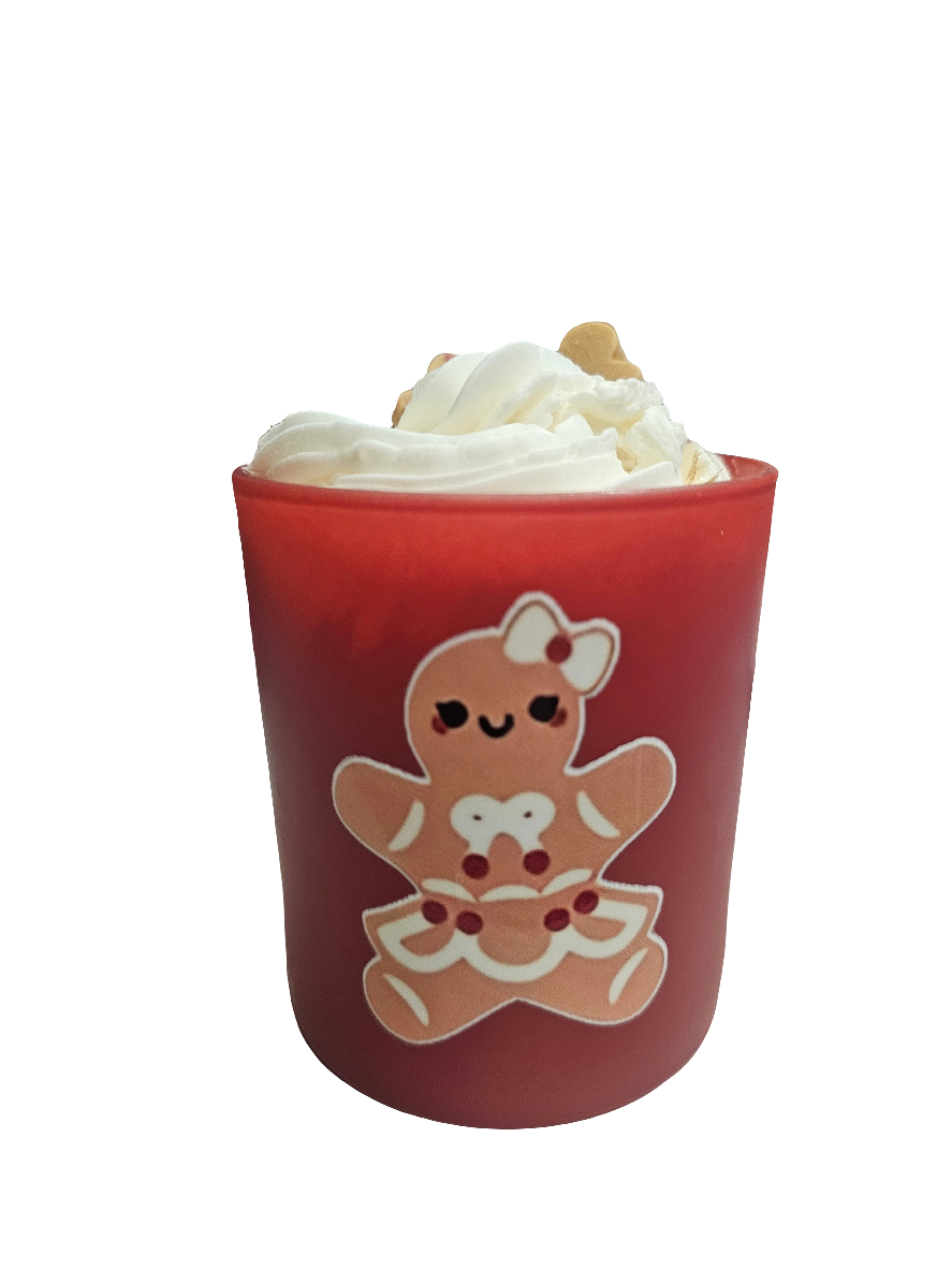 Baked Gingerbread Scented Christmas Candle with whipped topping