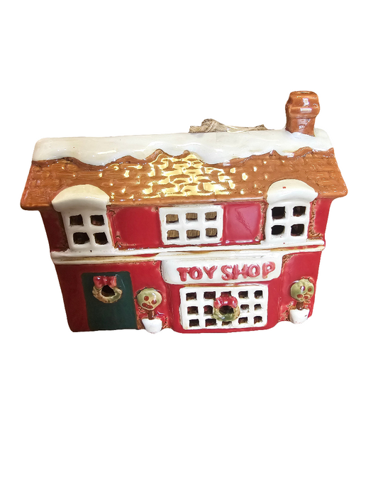 Village Pottery Christmas Toy Shop Tealight Candle Holder