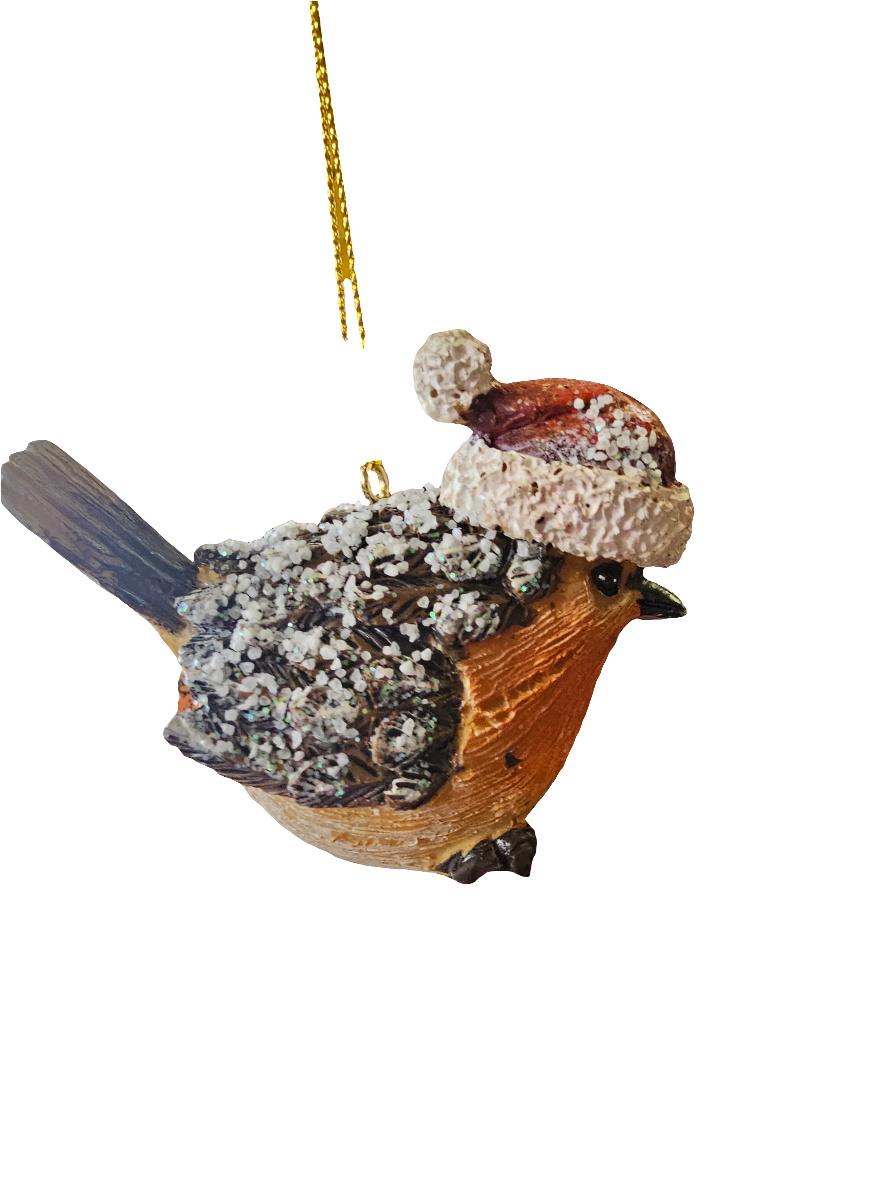 Sweet Festive Hanging Robin Decoration with Hat or scarf