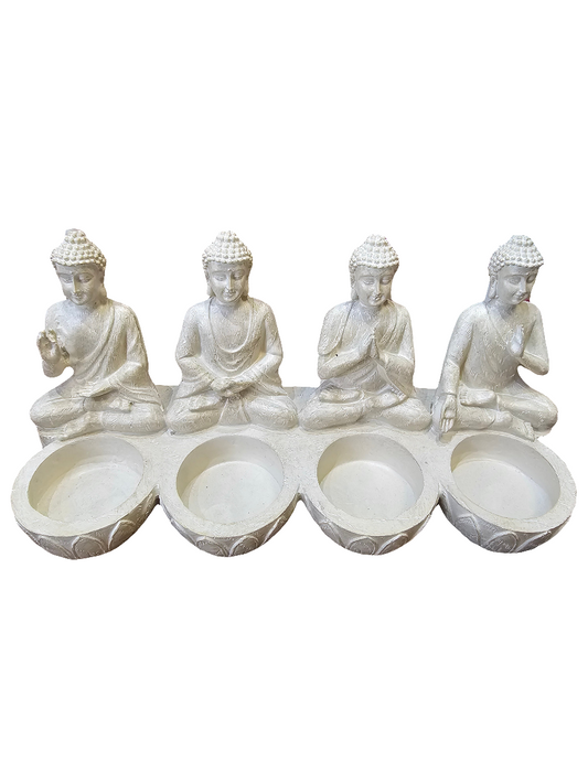 Four sitting Buddhas with tealight holders